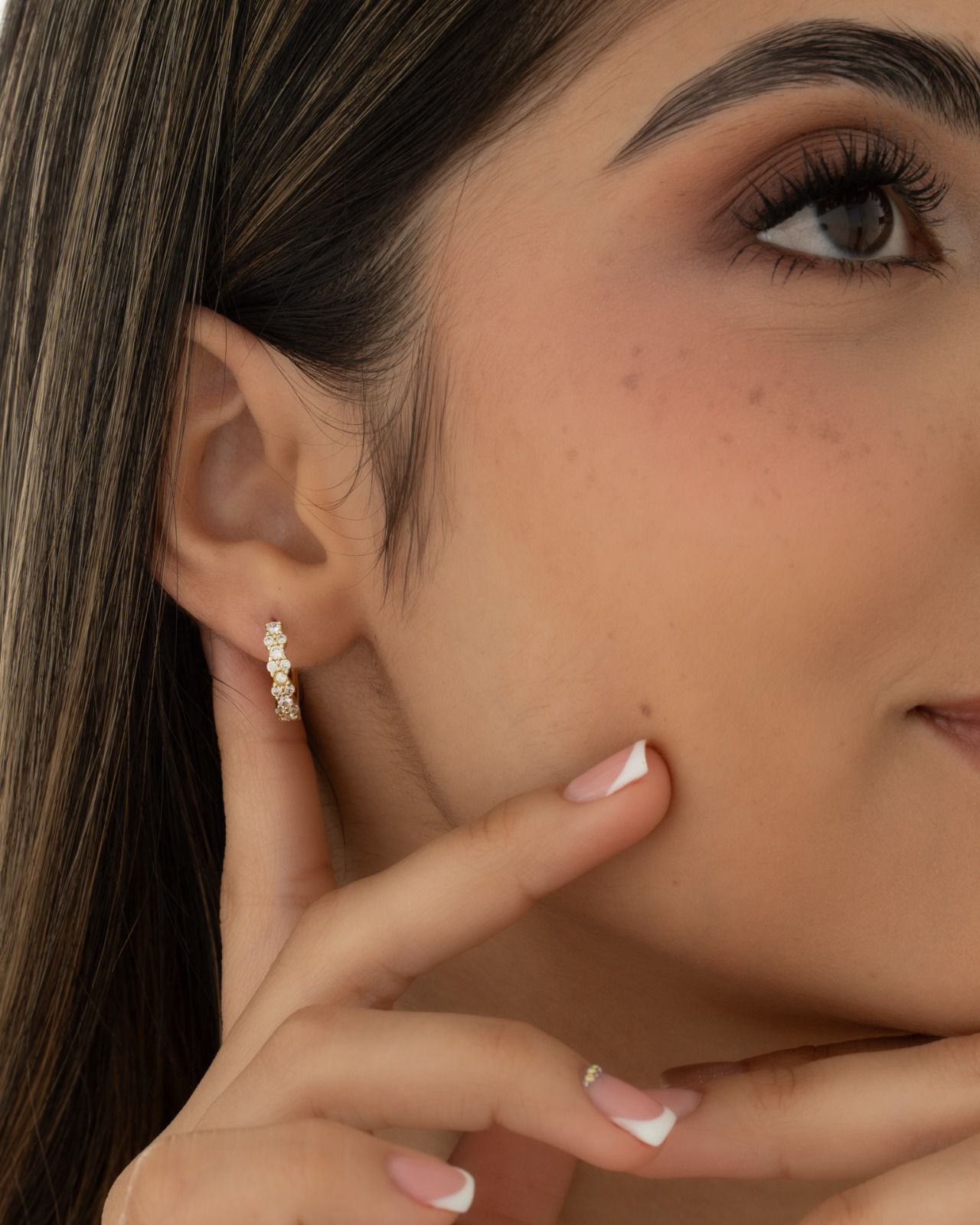 Aretes candonga hoop crystal