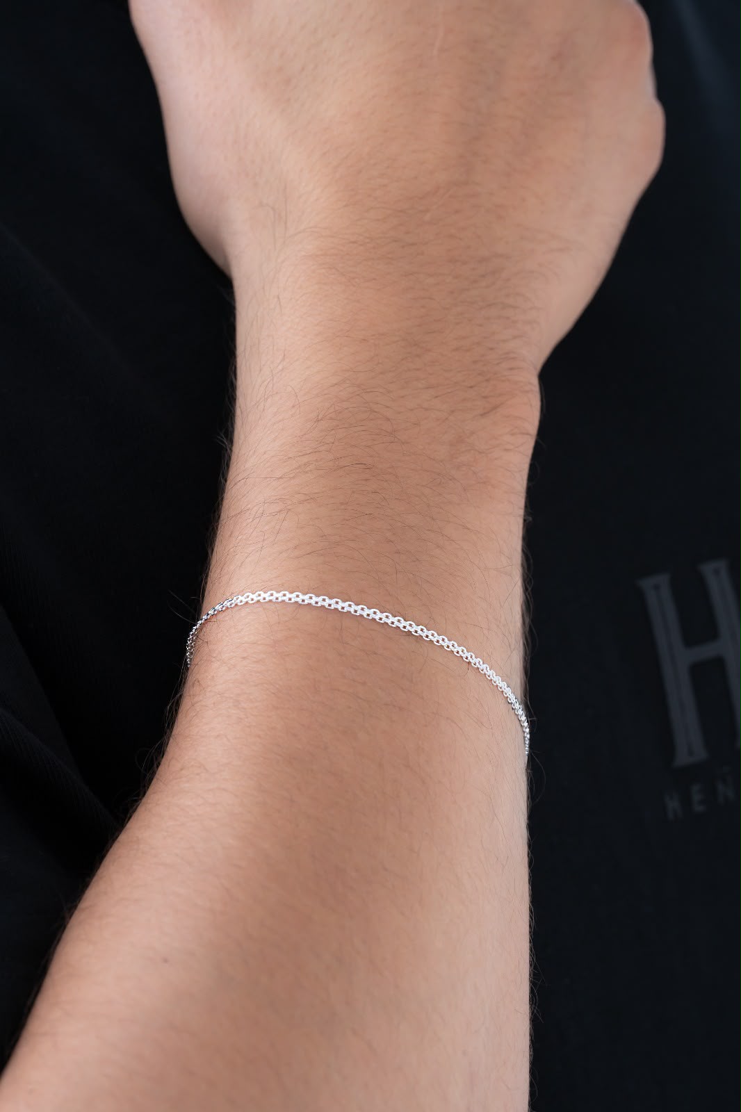 Pulsera China 2 mm 19.5 Cms en plata.