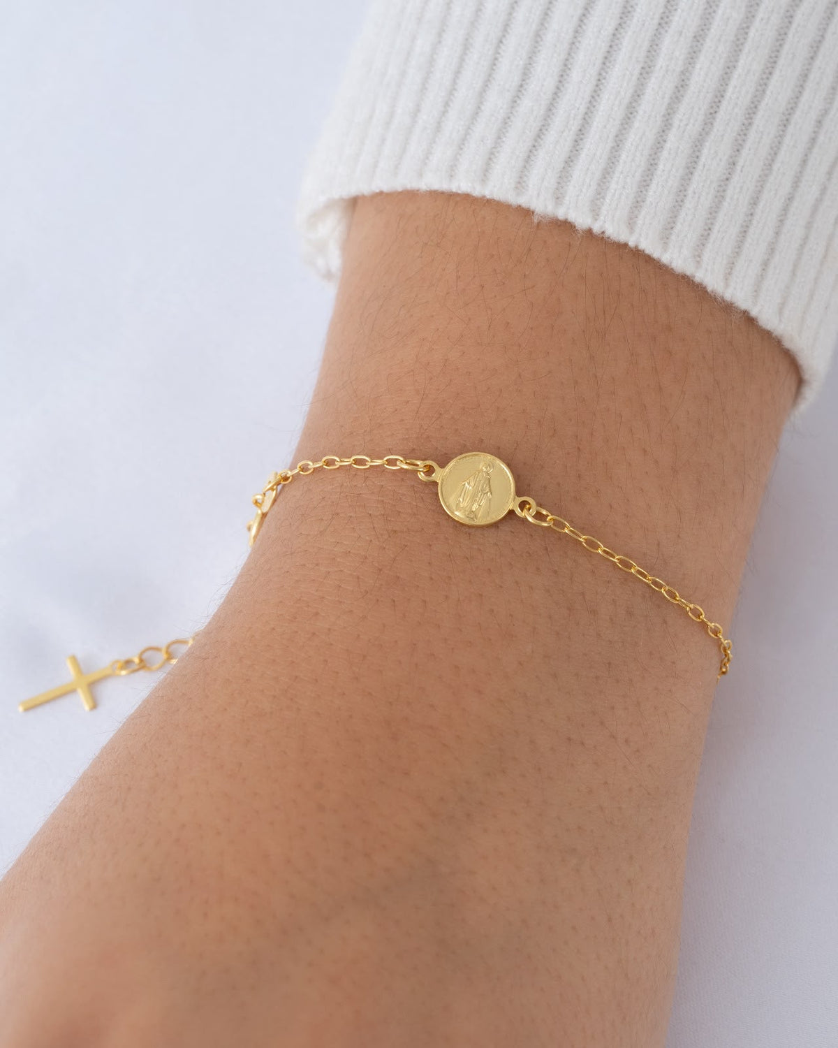 Pulsera Virgen Milagrosa 16.5 Cms Extensor — Oro Laminado