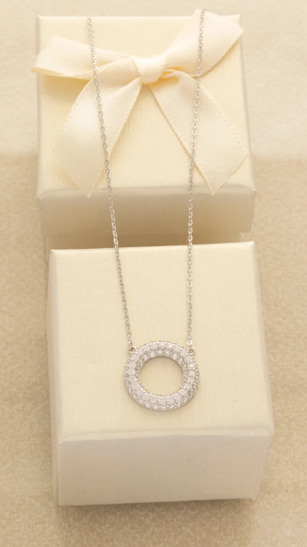 Gargantilla Circulo Pave 16 mm 40 Cms + Ext Plata