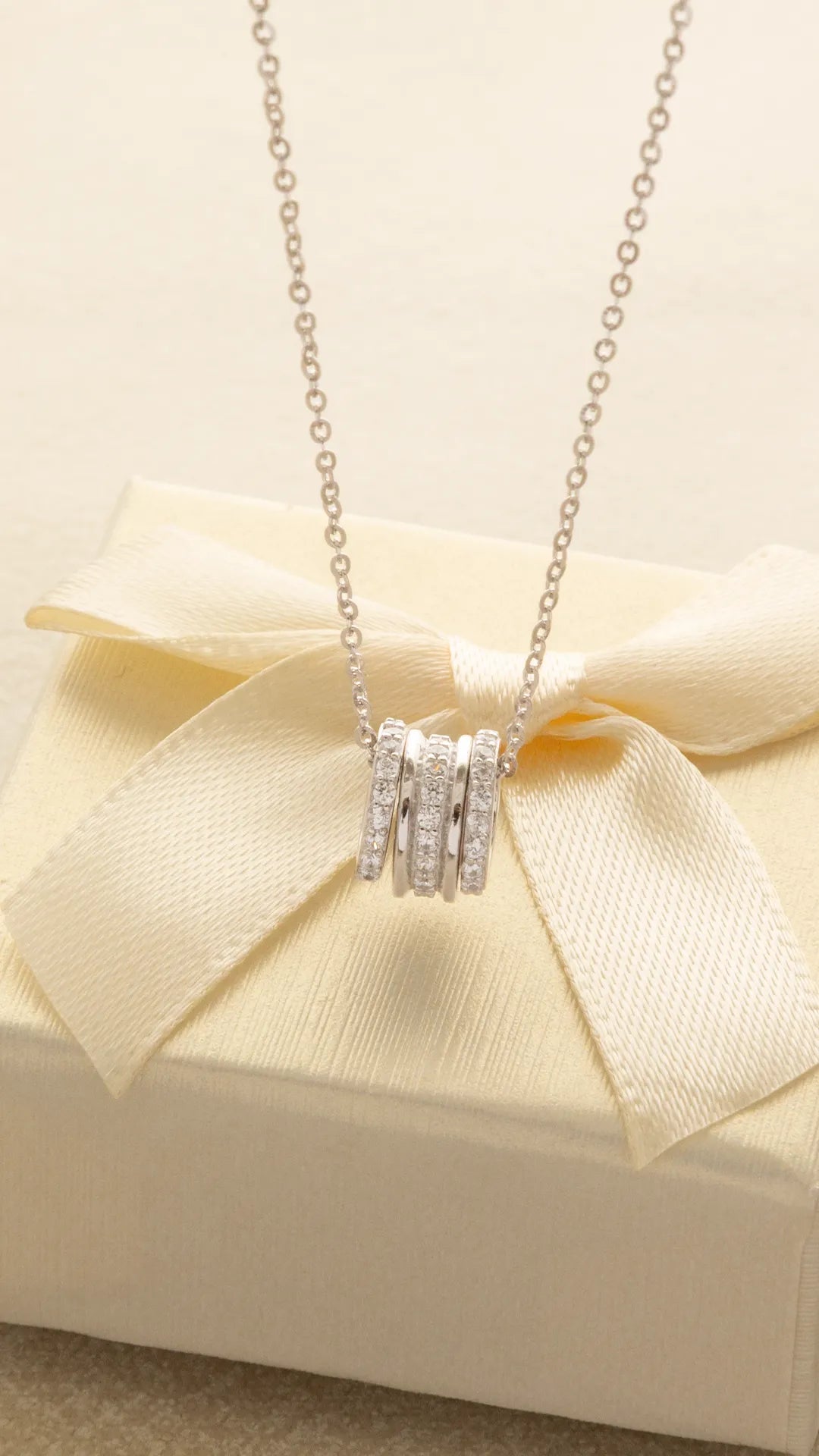 Gargantilla Trinity Pave 9 mm 40 Cms + Ext - Plata