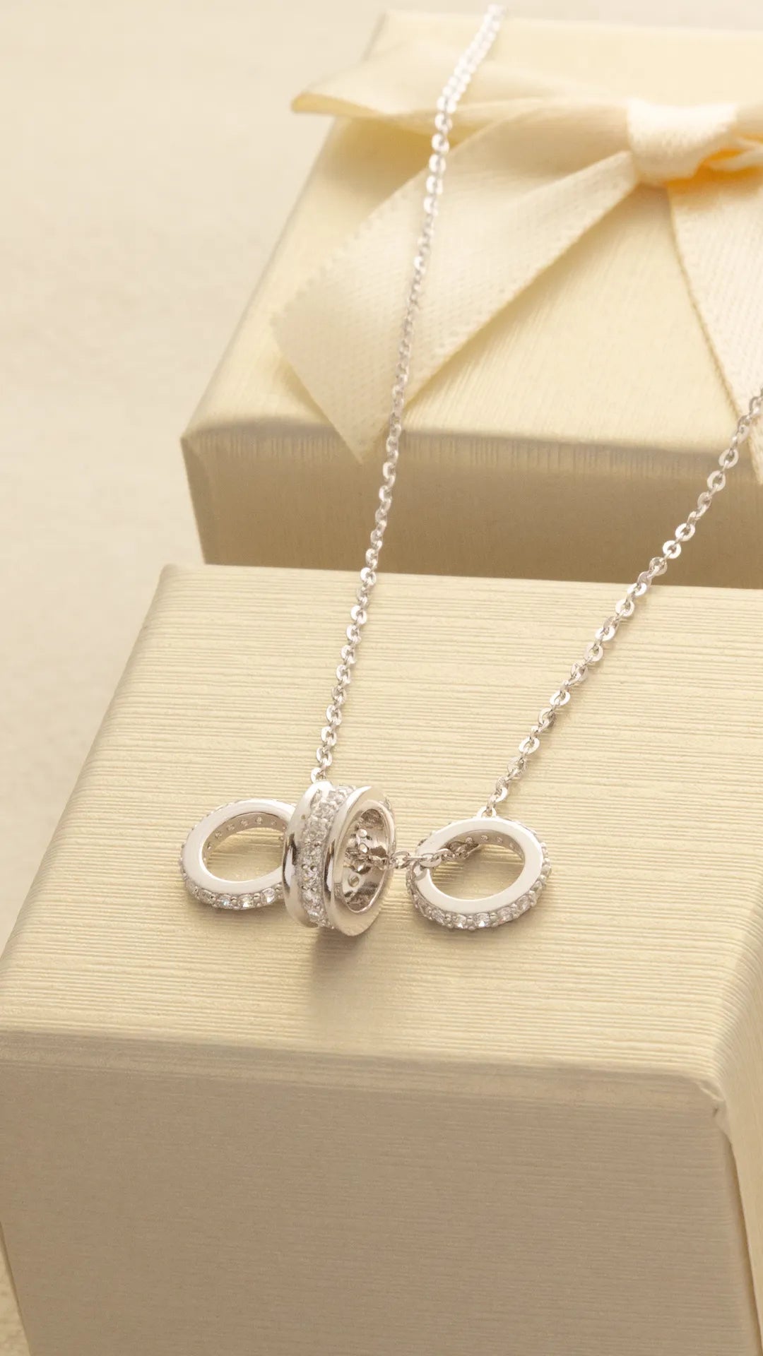 Gargantilla Trinity Pave 9 mm 40 Cms + Ext - Plata