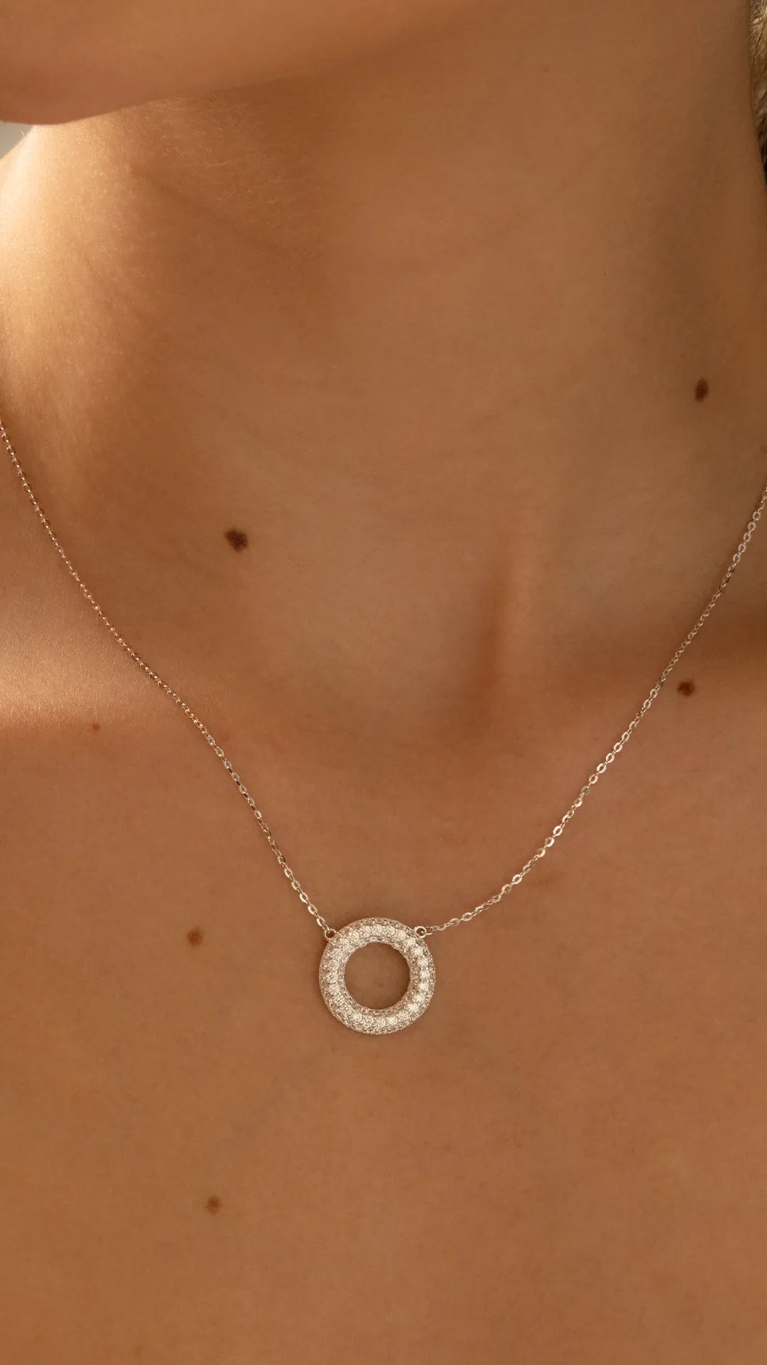 Gargantilla Circulo Pave 16 mm 40 Cms + Ext Plata