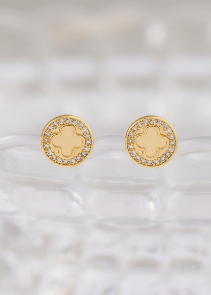 Aretes Clover Redondo Circonias 1 Cm