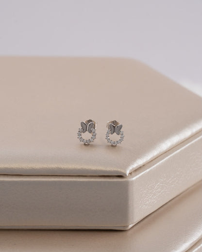 Arete Butterfly Halo 7,1 mm — Plata 925