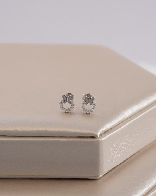 Arete Butterfly Halo 7,1 mm — Plata 925