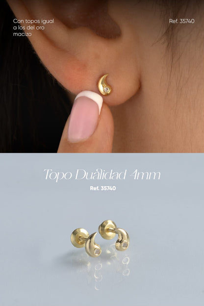 Arete Topo Dualidad 4 mm — Oro Laminado