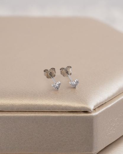 Aretes topo heart 2x3 mm - Plata ley 925
