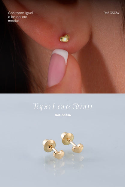 Arete Topo Love 3 mm — Oro Laminado