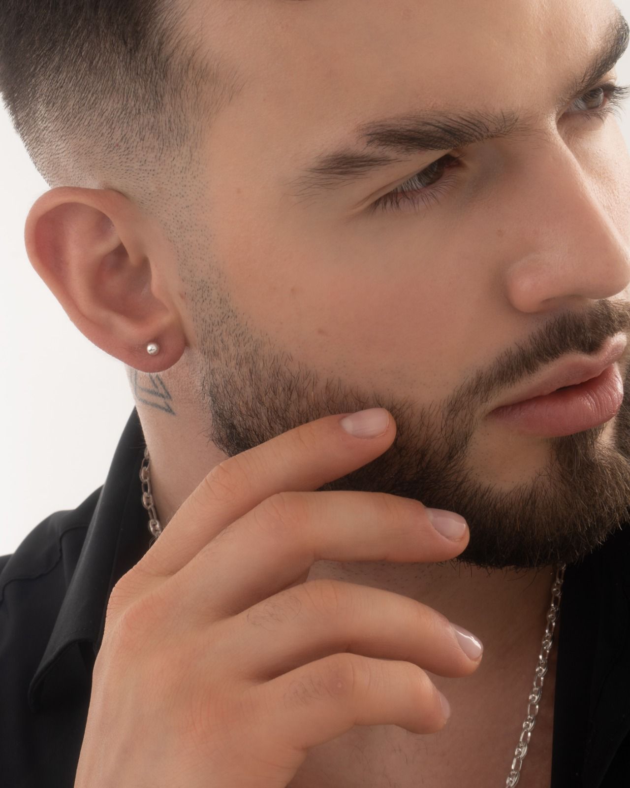 Aretes topo balín #4 en plata