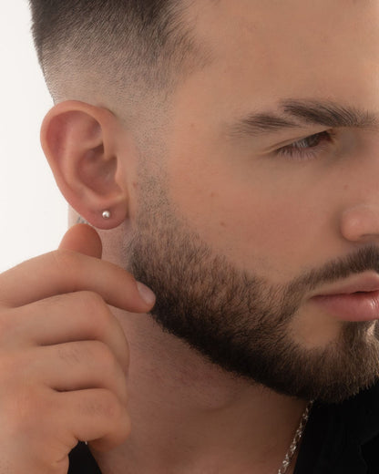 Aretes topo balín #4 en plata