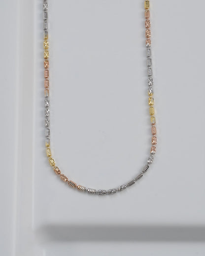 Cadena Barril Prismc IT 65 Cms — Plata 925 con Oro 18K