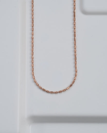 Cadena Barril Prismc Rose IT 65 Cms — Plata 925 con Oro 18K