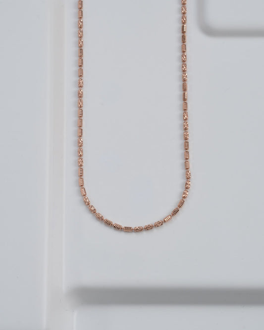 Cadena Barril Prismc Rose IT 65 Cms — Plata 925 con Oro 18K