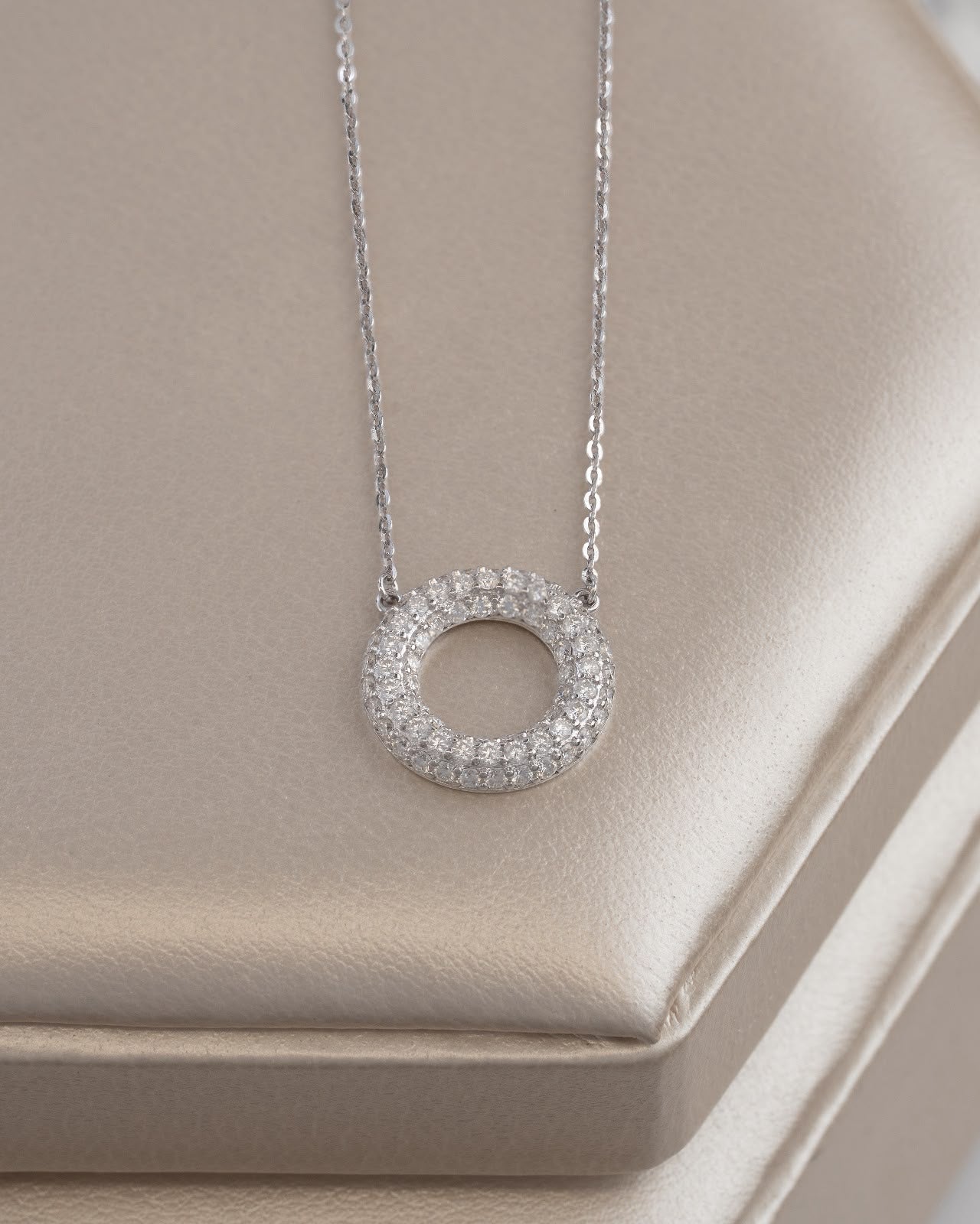 Gargantilla Circulo Pave 16 mm 40 Cms + Ext Plata