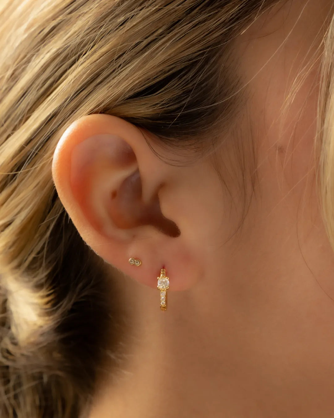 Aretes Candonga Solitario Crystal 13 mm