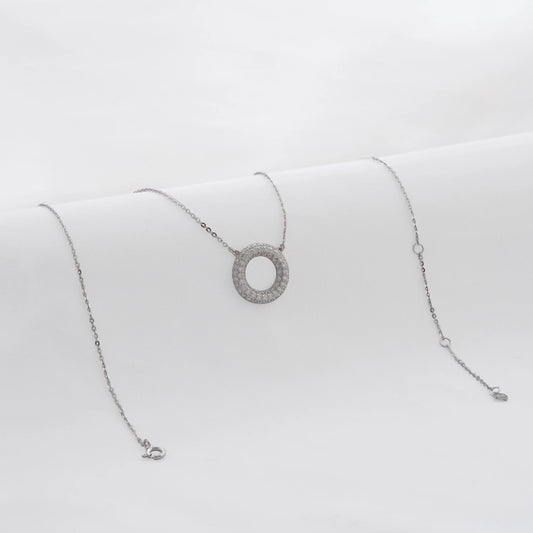Gargantilla Circulo Pave 16 mm 40 Cms + Ext Plata