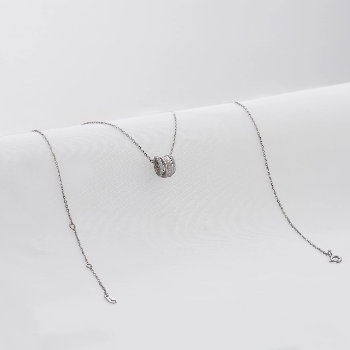 Gargantilla Trinity Pave 9 mm 40 Cms + Ext - Plata