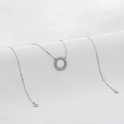 Gargantilla Circulo Pave 16 mm 40 Cms + Ext Plata
