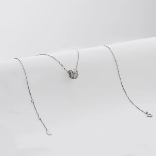 Gargantilla Trinity Pave 9 mm 40 Cms + Ext - Plata