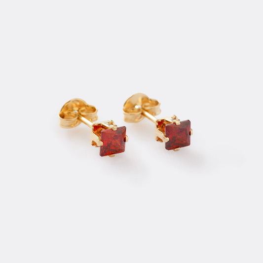 Aretes Topo Circon Cuadrado ROJO