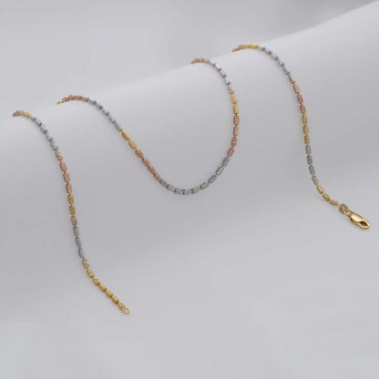 Cadena Barril Prismc IT 65 Cms — Plata 925 con Oro 18K
