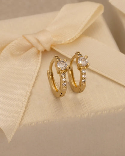 Aretes Candonga Solitario Crystal 13 mm