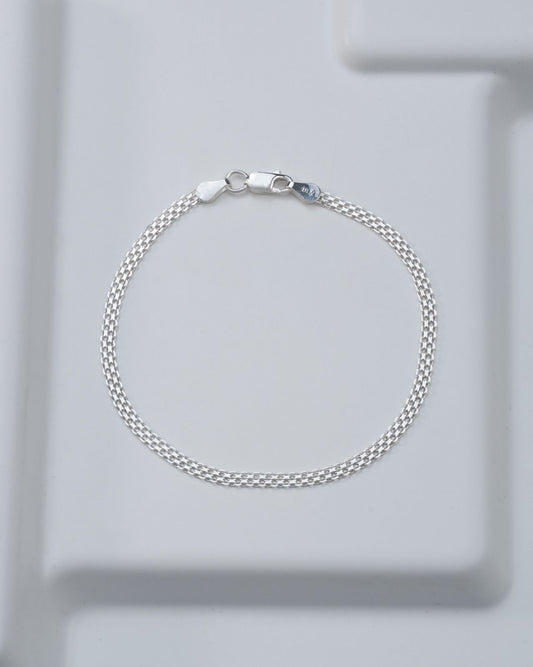 Pulsera China 3 mm 19.5 Cms en plata