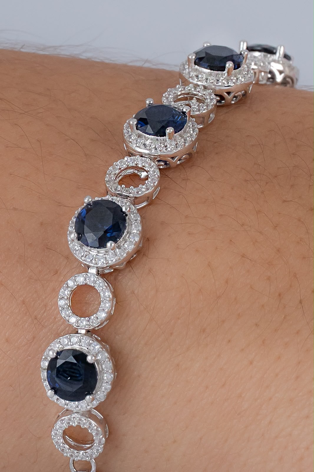 Pulsera Lueur Blue 15 Cms + Ext — Plata 925
