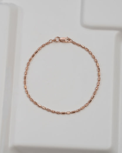 Pulsera Barril Prismc Rose IT 19.5 Cms — Plata 925 con Oro 18K