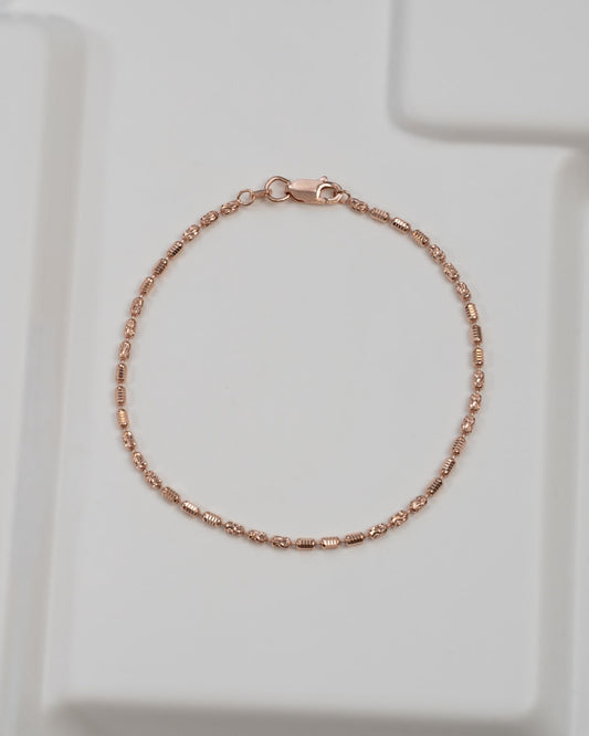 Pulsera Barril Prismc Rose IT 19.5 Cms — Plata 925 con Oro 18K