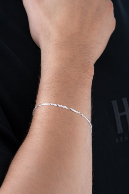 Pulsera China 2 mm 19.5 Cms en plata.
