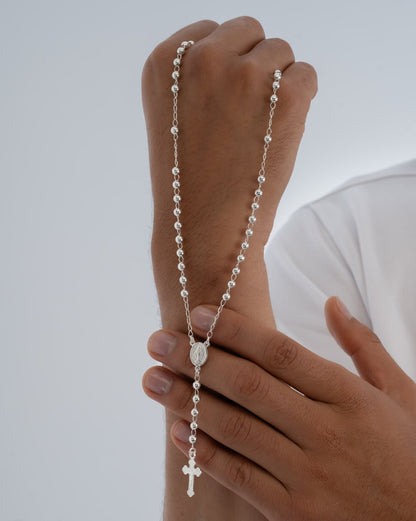 Rosario Milagrosa 4 mm 55 Cms en plata