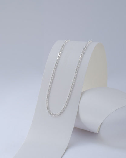 Cadena Cubana Cruzada en plata 2,4 mm 45 Cms