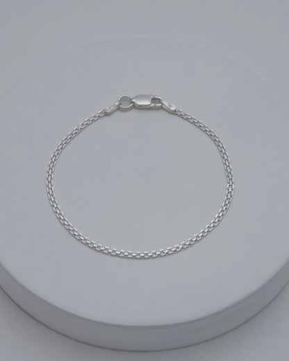 Pulsera China 2 mm 19.5 Cms en plata.